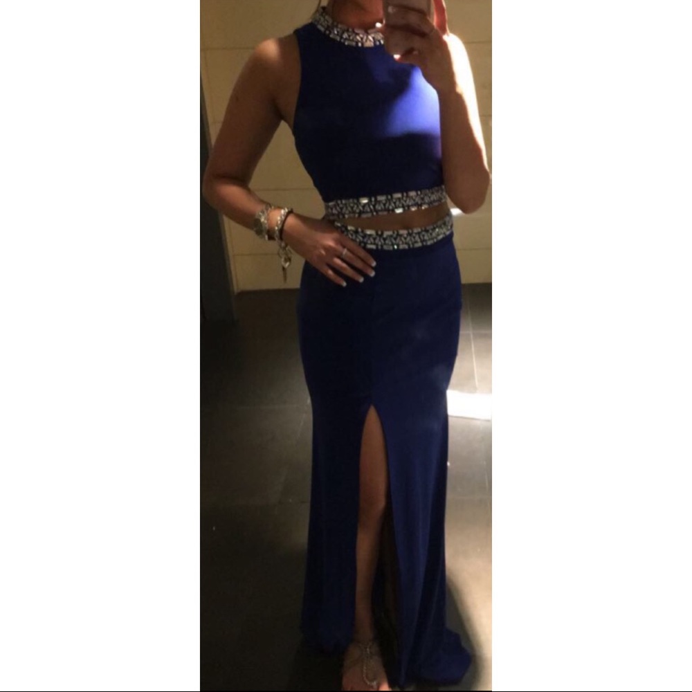 royal blue two piece prom dress size : 0
